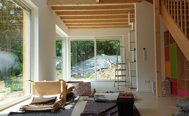 Innenansicht Haus mit Treppe, Bauarbeiten